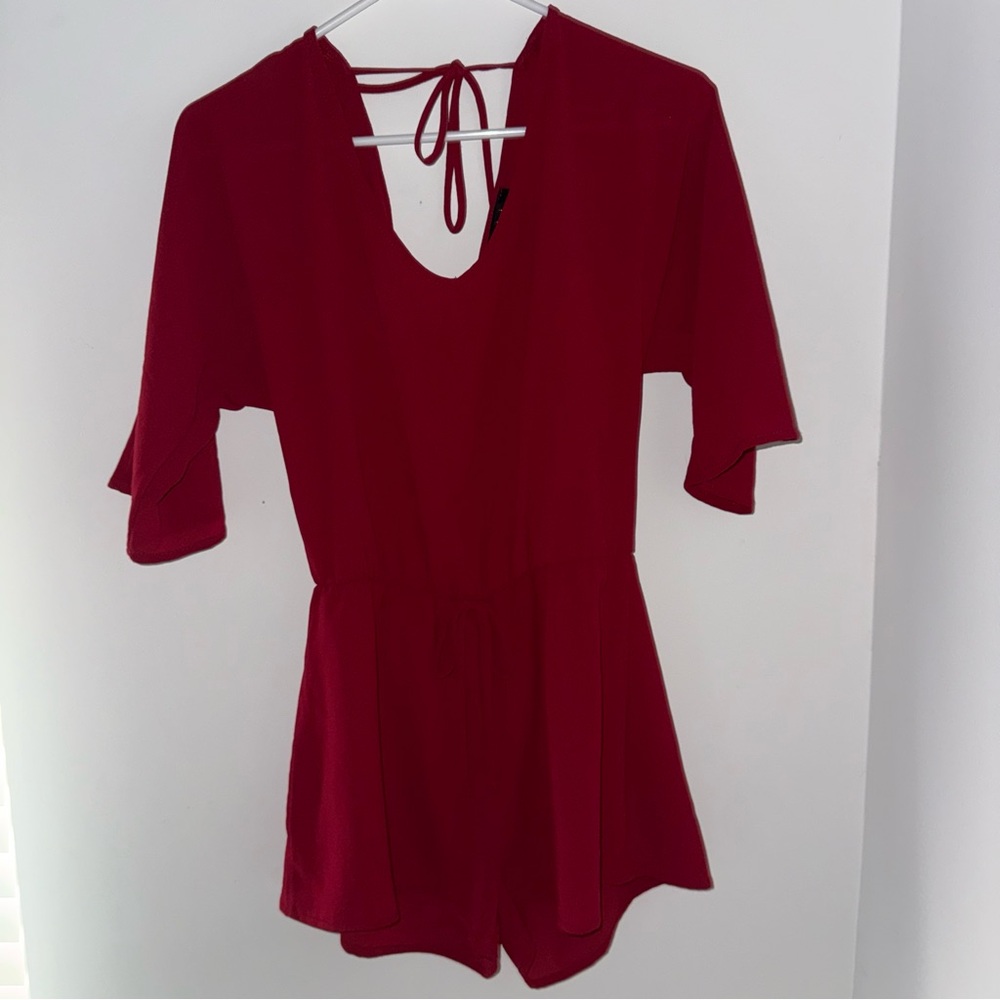 MABEL Red Short Sleeve Romper